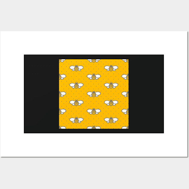 Cute Yellow Bees and Dots Wall Art by MSBoydston